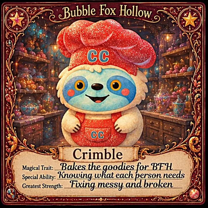 Crimble Crumbkin in a chef hat