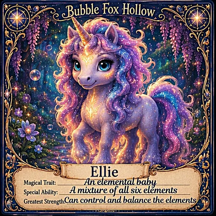 Ellie, a small unicorn of the elements