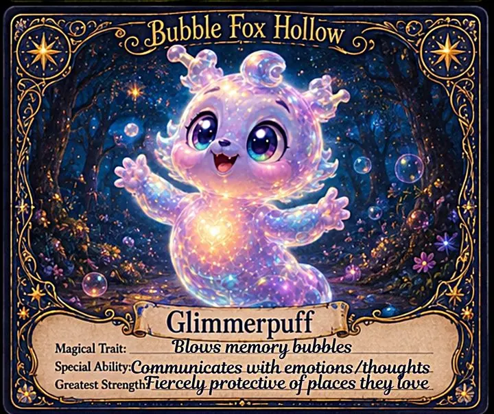 Glimmerpuff, a glowing bubble spirit